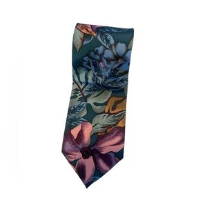 Oscar de la Renta Couture Collection Tropical Floral 100% Silk Tie Made in USA
